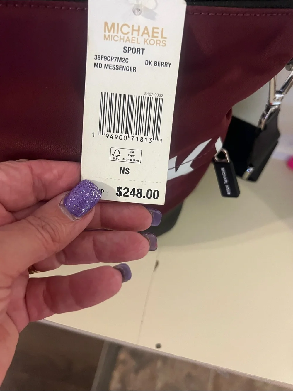 Michael Kors Maroon and Black Messenger Crossbody Bag